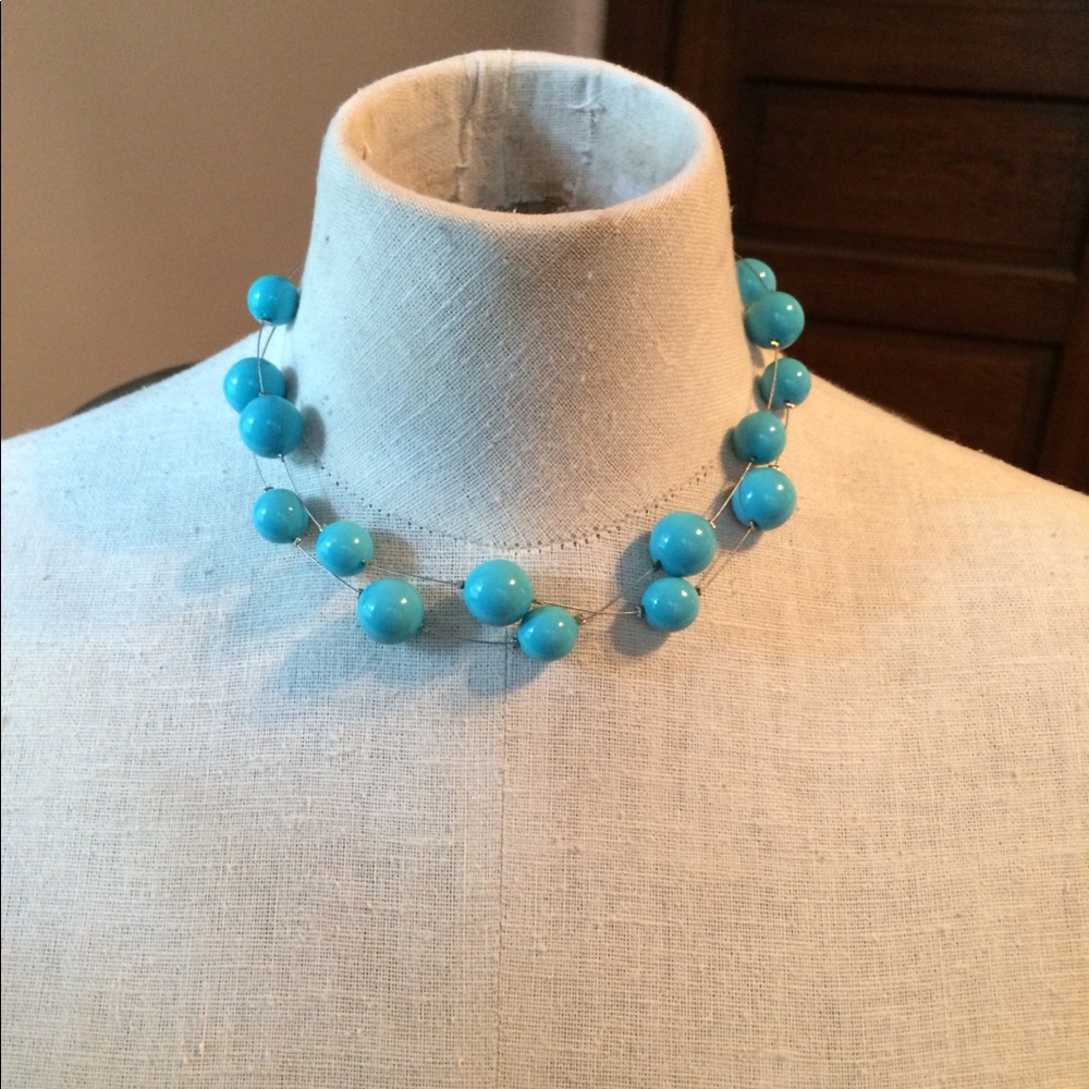 Floating turquoise bead necklace